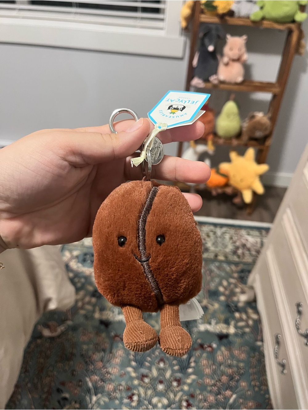 Jellycat coffee bean bag charm
